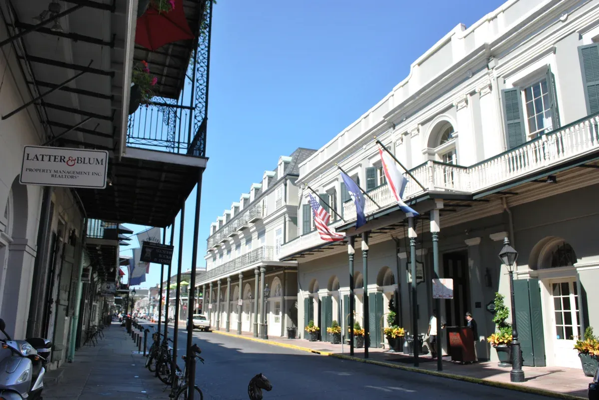 The galleried Bourbon Orleans Hotel in the French Quarter, near the family-friendly New Orleans ghost tour route