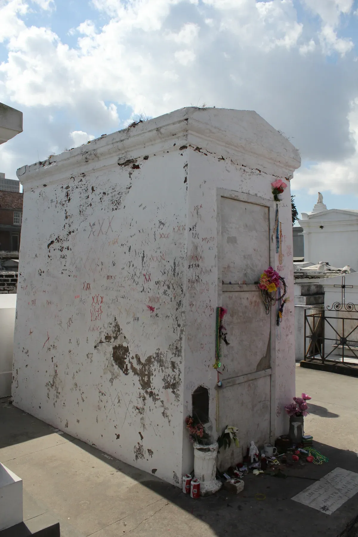 The tomb of Marie Laveau in St. Louis Cemetery No. 1, a stop on the official cemetery walk in New Orleans